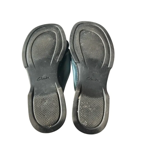 Clark’s Artesian Y2K blue leather toe loop wedge sandals comfort size 6.5 - Image 5