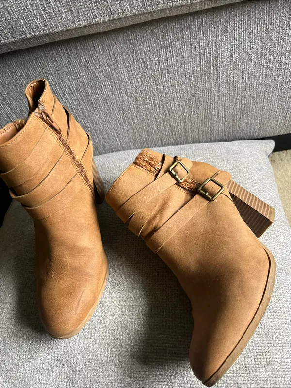 me too Tan Suede-Strap Ankle Booties - Image 2