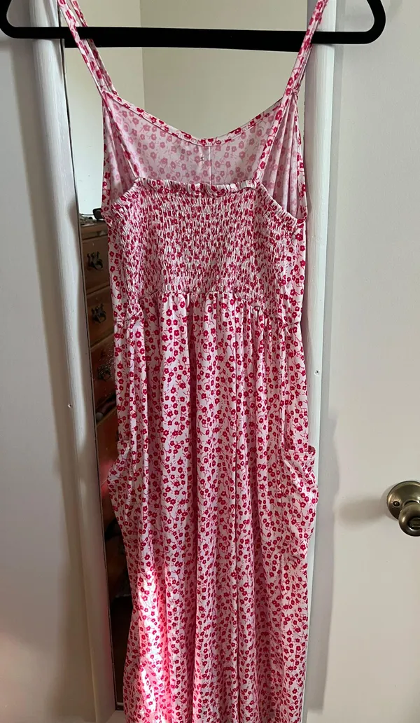 White And Red Floral Midi Dress - Image 2