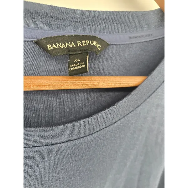 Banana Republic Long Sleeve Tee Women XL Blue Crew‎ Neck Basic Soft Knit Top - Image 3