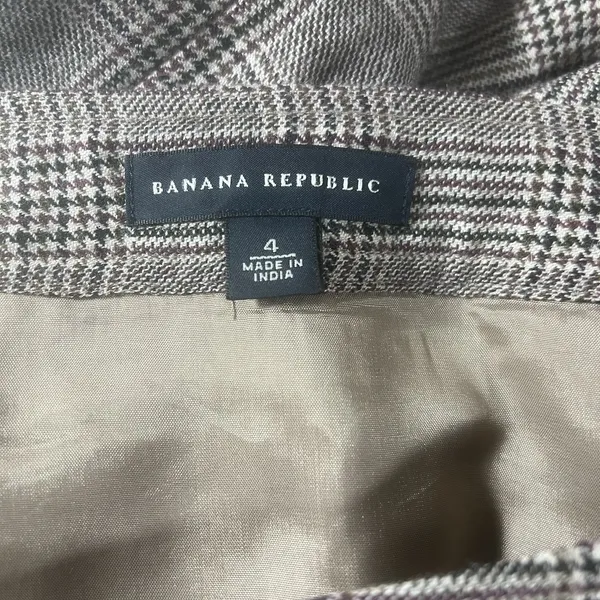 Banana Republic Women's 100% Wool Plaid Mini Skirt Brown‎ Check Button Front 4 - Image 6