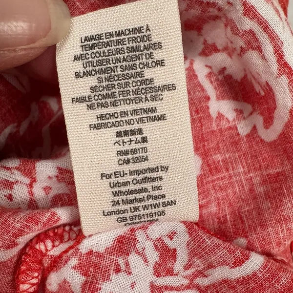 Free People A Thing Called Love Mini Dress Red White Floral Linen Blend Size 4 - Image 7