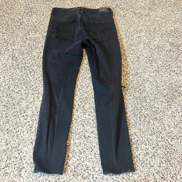 American Eagle Super‎ Hi Rise Jegging Jeans Black Ripped Knee Women Size 8 Short - Image 8