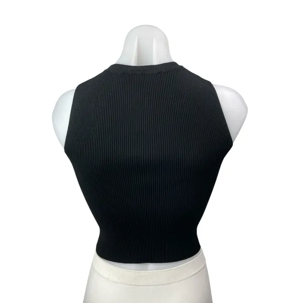 NEW Vogo Women's Black Ribbed Knit Mock Neck Sleeveless Slim Crop Tank Top Sz L - Image 3