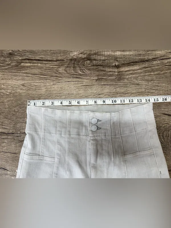We The‎ Free People Jayde Flare Jeans High Rise Stretch Denim Light Gray - Image 5
