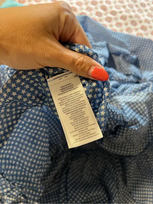 EUC Polo Ralph Lauren Midi Dress Blue Stars Tie Shoulder size 10 - Image 6