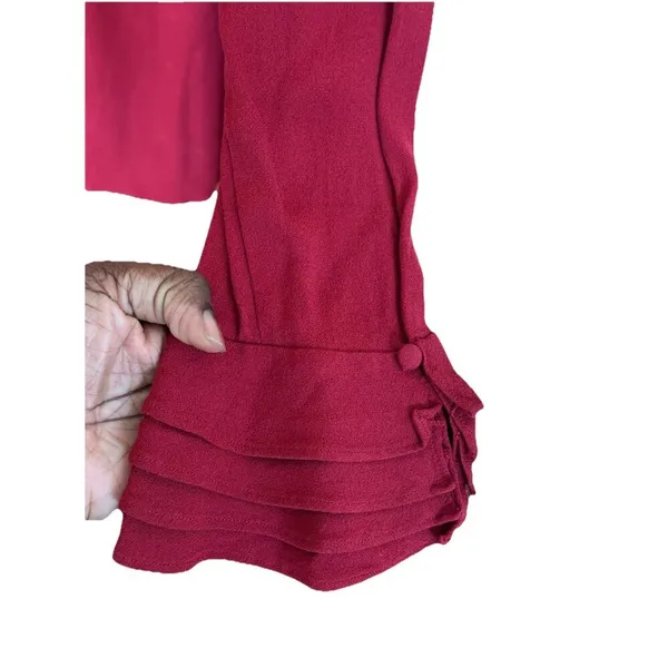 Soft Surroundings Burgundy Poet Blouse w/ Ruffled Cuffs Size L Style 2AT59 - Image 5