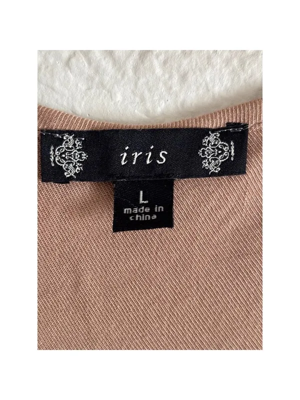 Iris Jumpsuit‎ Large Tan Brown Sleeveless Utility Jogger Button Front Rayon - Image 3