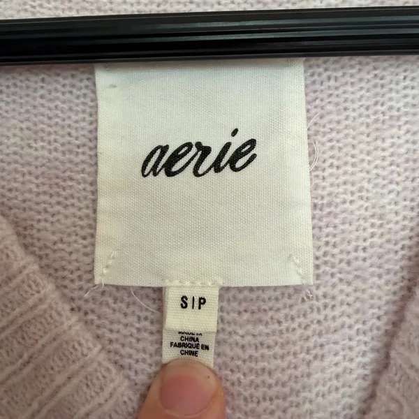 Aerie Womens Oversized Crew Neck‎ Sweater Light Purple Marled Knit Size S - Image 3