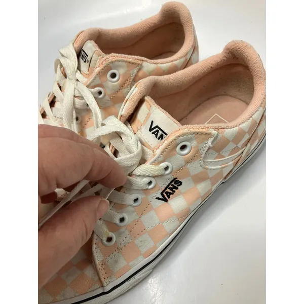 Vans peach &‎ white checkered sneakers women's size 10 skateboard punk trendy - Image 4