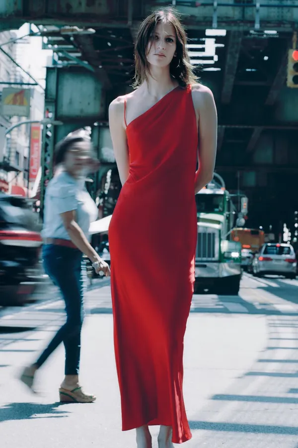 red midi dress satin party wedding coctail shower night out - Image 4