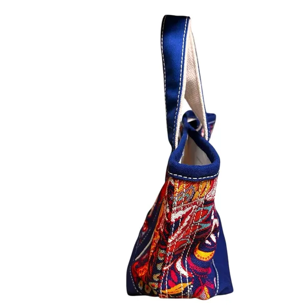 Lands' End Navy W/ Red Paisley Open Top Mini Boat Tote Bag Canvas - Image 3