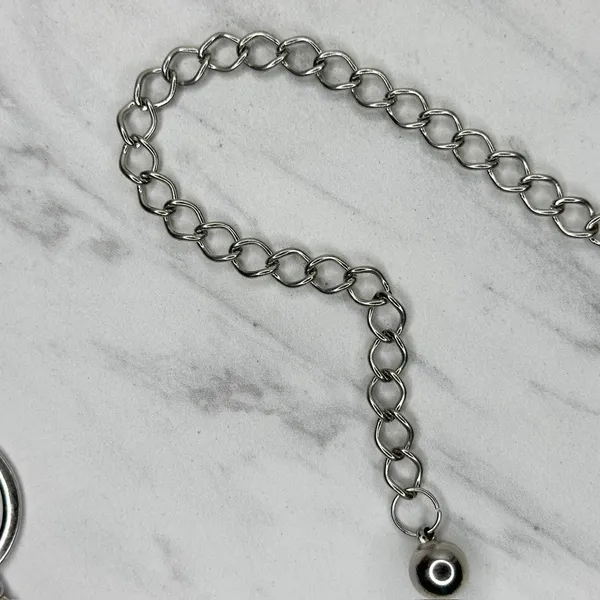 Rhinestone Open Hoop Circle Silver Tone Chain Link Belt One Size (OS) ✨ - Image 11