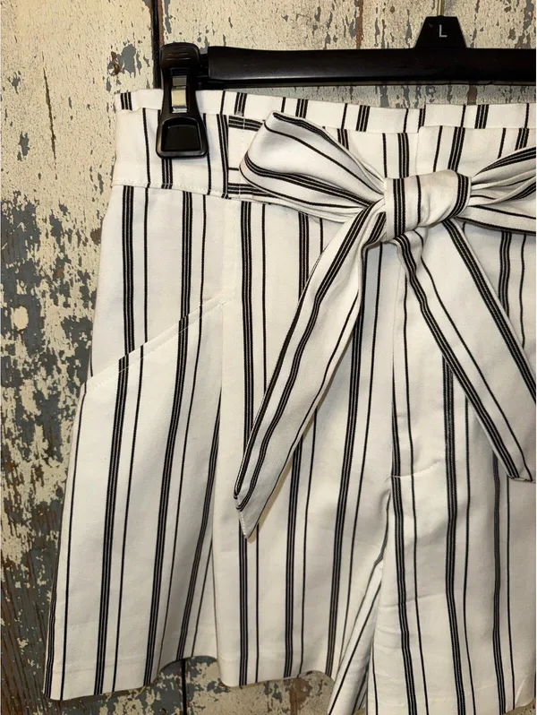 Zara paperbag shorts striped with belt, size Small - Image 2