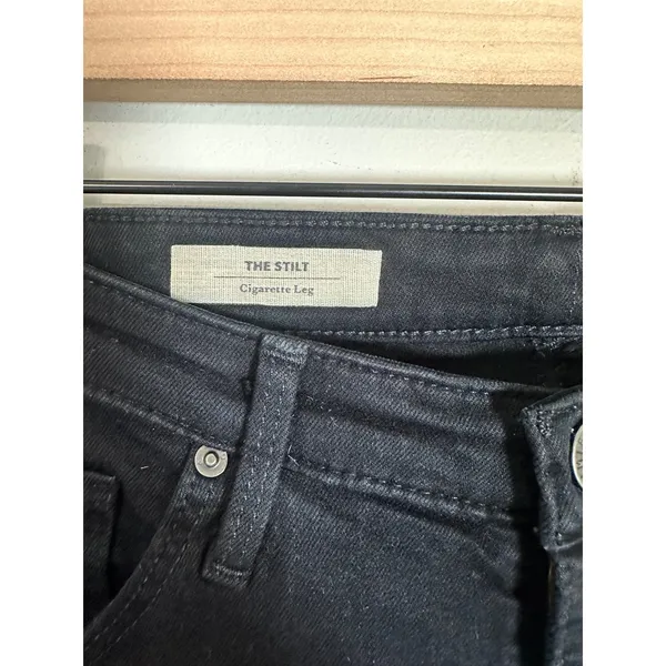 AG Adriano Goldschmied The Stilt Cigarette Leg Jeans Black Slim Straight 29R‎ - Image 3