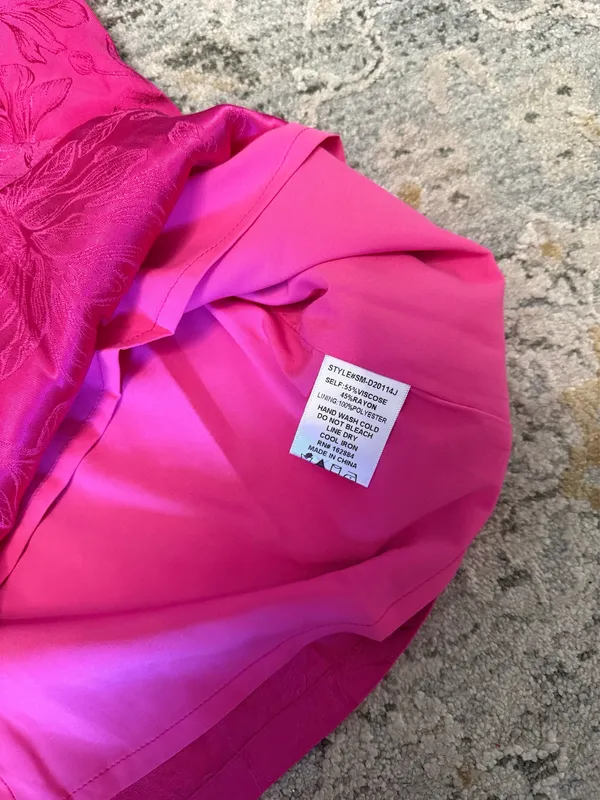 Mini Sky to Moon Dress Pink Strapless Satin Floral Print - Image 3