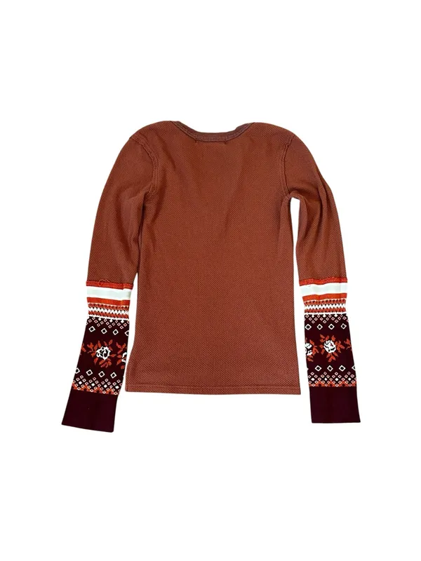 Free People We The Free Mikah Thermal Top Knit Cuff Sleeves Boho Grunge Gorpcore - Image 5