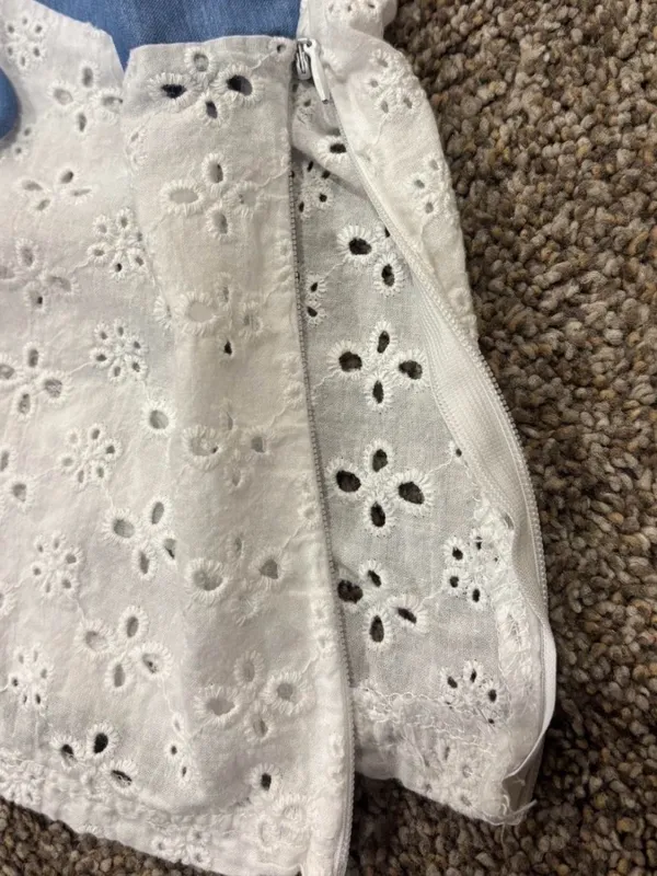 Edikted Blue and White Eyelet Bustier Tank - Image 4