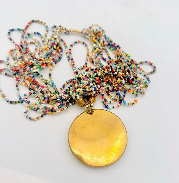 Tribal Beaded Statement Necklace Gold - Image 8