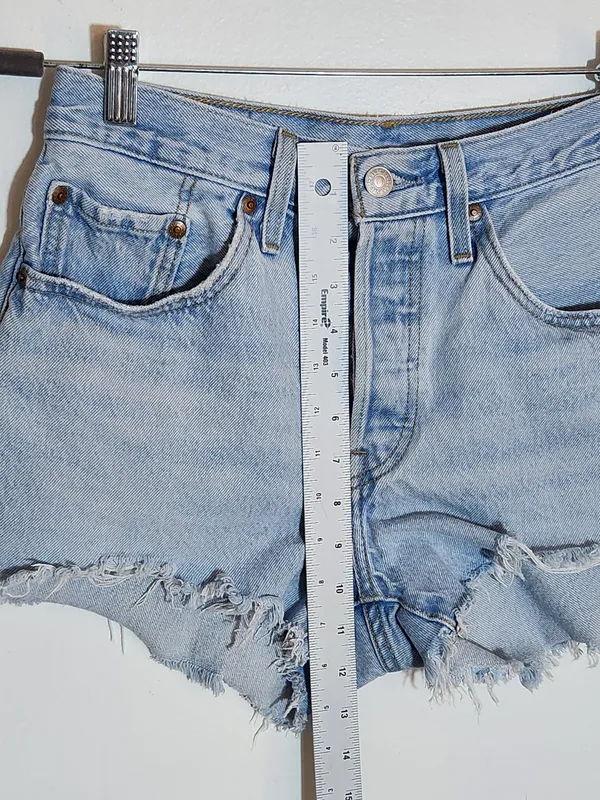 Levi's 501 Light Wash Cutoff Denim Shorts Size 27 - Image 7