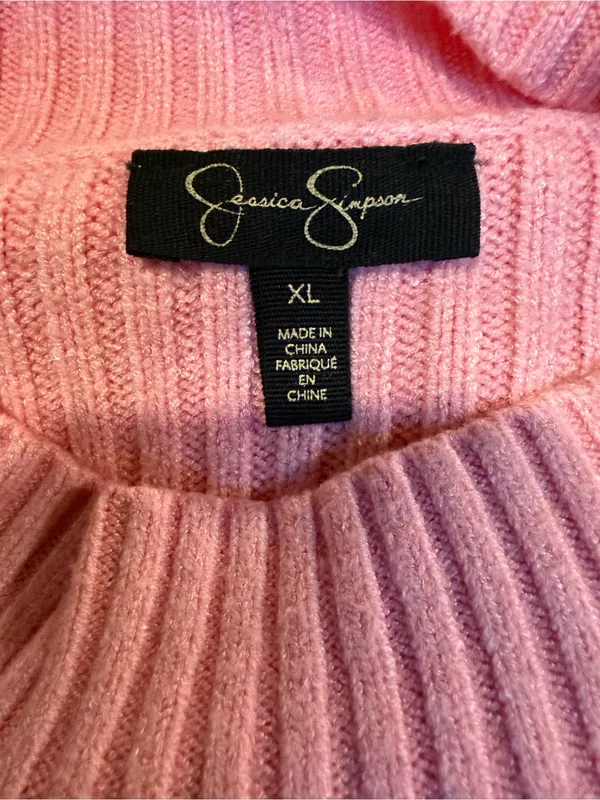 Jessica Simpson Pink Cable-Knit Crewneck Sweater - Image 3
