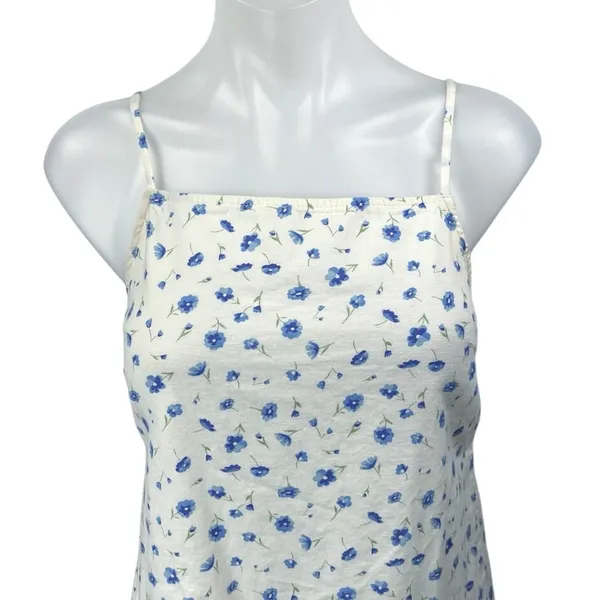 American Eagle White Linen Floral Sleeveless Cami Camisole Mini Tank Dress Sz M - Image 3