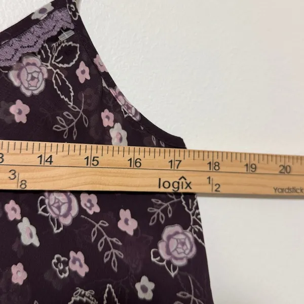 Y2K Victoria’s Secret Floral Mini Slip Dress Size Medium Babydoll Purple Lace - Image 8