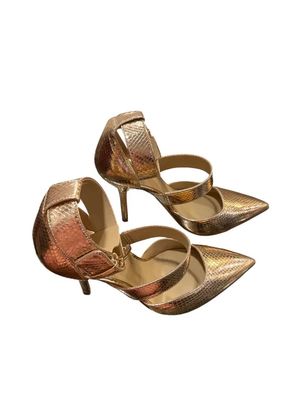 Michael Kors wms authentic gold croc design 4" stilleto heels shoes sz 8M SKU 10 - Image 3