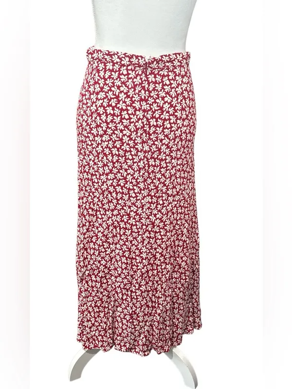 Reformation Red and White Floral Midi Skirt - Image 2