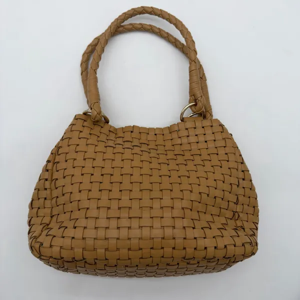 Nine West Vegan Leather Tan Basket Weave Vacation Casual Shoulder Bag - Image 2