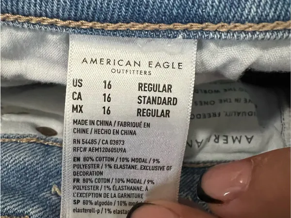 American Eagle Mom Straight High Rise Distressed Light Wash Denim Jeans - Image 11