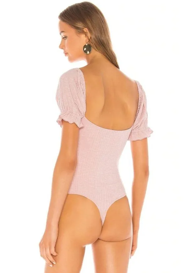 Privacy Please Olive Bodysuit Milkmaid Puff Sleeve - Image 3
