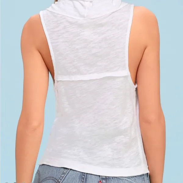 We The Free Summer‎ Thing White Sleeveless Turtleneck Top Sz M - Image 2