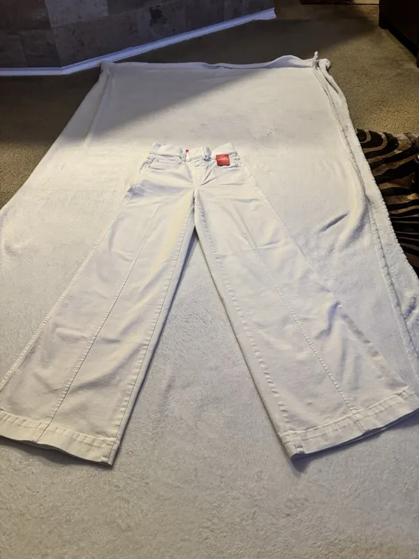 Spanx Seamed Front Wide Leg S Hi Rise White, Size XS No Zipper No Front Pockets - Image 6