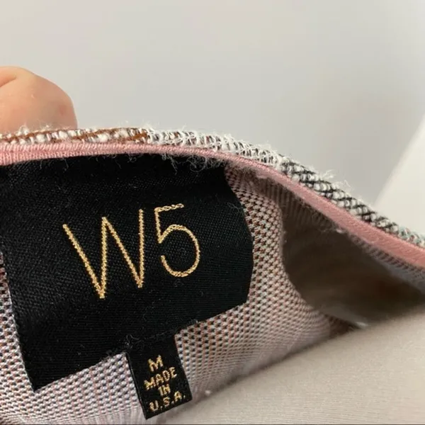 W5 Striped Textured Cuffed  Short Sleeved Top Medium - Image 6