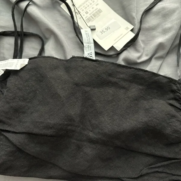 Zara Open Back Black Linen Top - Image 2