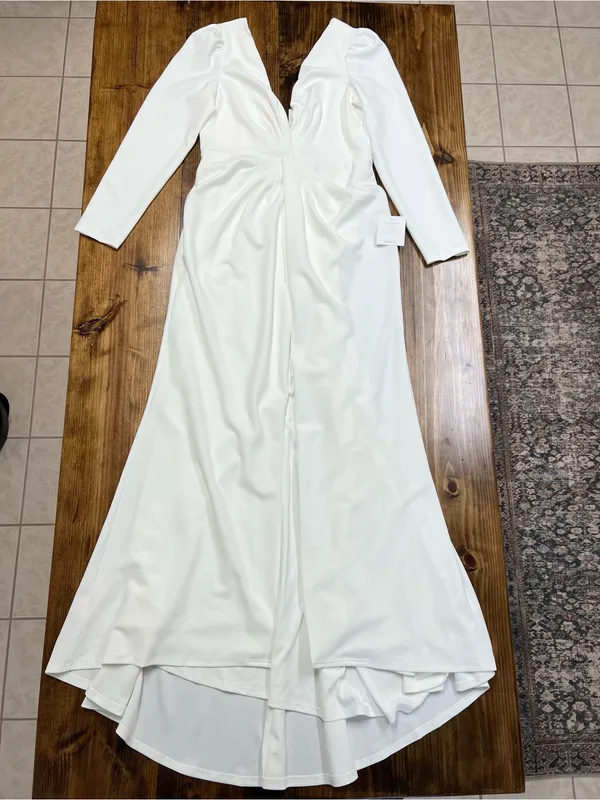 Lulus Stunning Romance White Long Sleeve Mermaid Wedding Maxi Dress Size XL NWT - Image 5