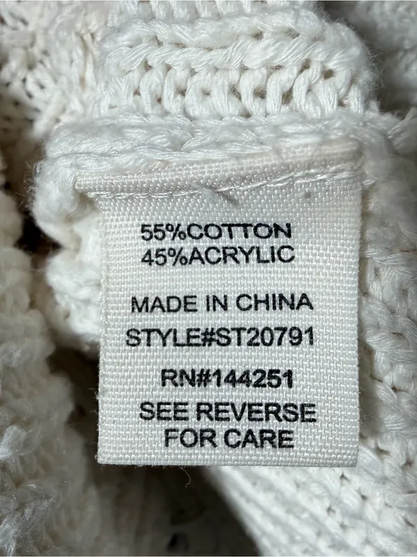 Moon & Madison Knit Hooded Zip Women Sweater in Off-White - L - Image 8