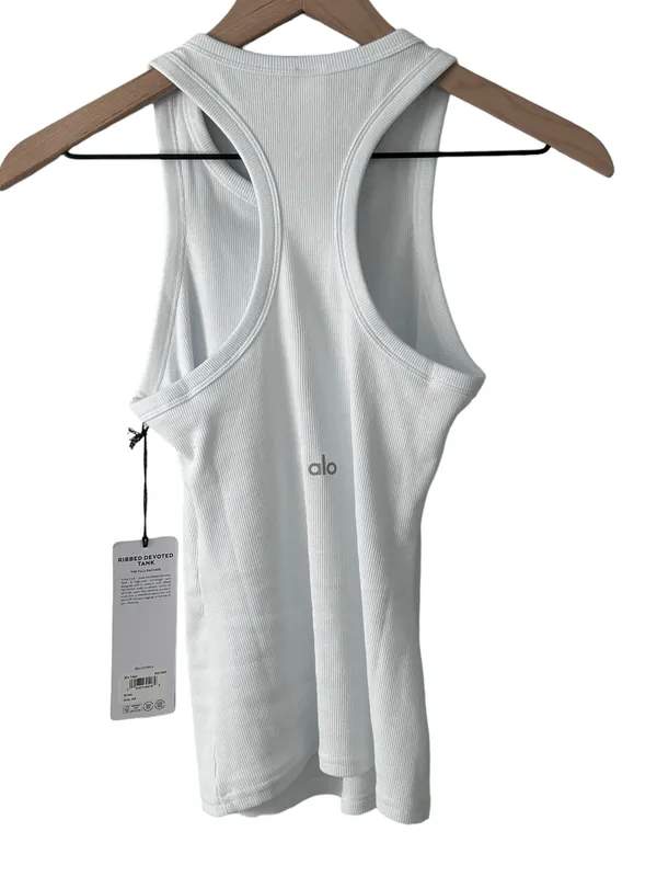 Alo Yoga white Ribbed Devoted Tank XS NWT - Image 5