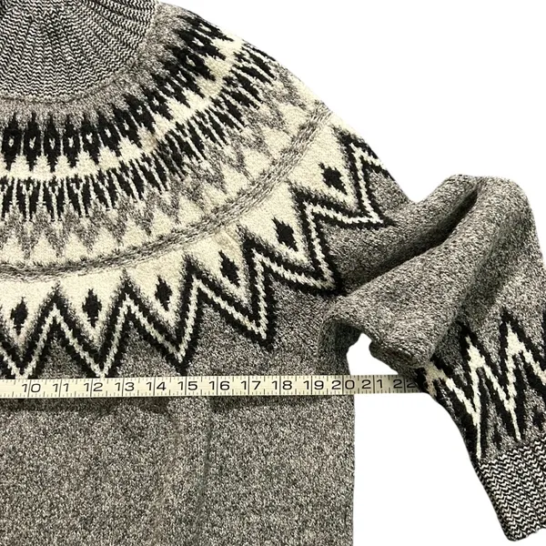 Old Navy Fair Isle Alpine Mock Neck Ski Sweater Women Black Gray M - Image 3