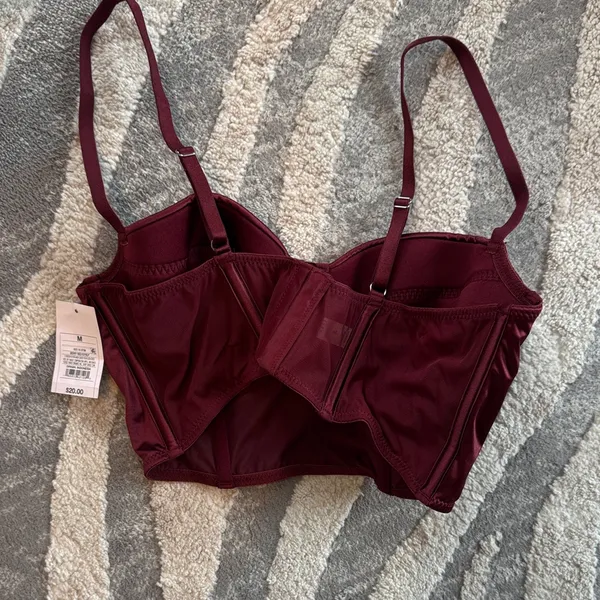 Auden Deep Red Bustier Bra Size M - Image 3