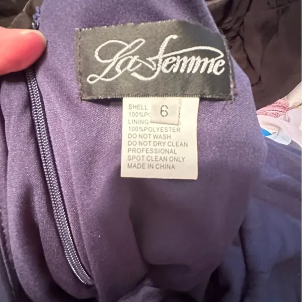 LA FEMME Navy Ruched Jersey Trumpet Gown Dress SIZE 6 NWT - Image 10