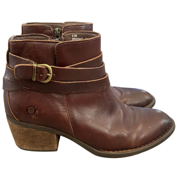 Born Payton‎ Buckle Ankle Boots Sz 8.5 Brown Leather Western Chic - Image 5