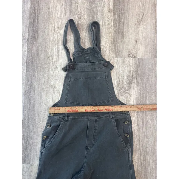 Aerie Womens Wide Leg Overalls Charcoal Gray Raw Hem Denim Size‎ Small - Image 5