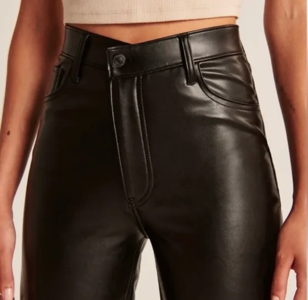 Abercrombie cross waist faux leather pants - Image 4