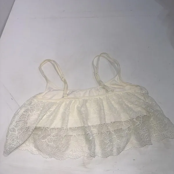 Aerie Bralette Pullover Wireless Lace Overlay Crop Top Bra Cream‎ Size Large - Image 11