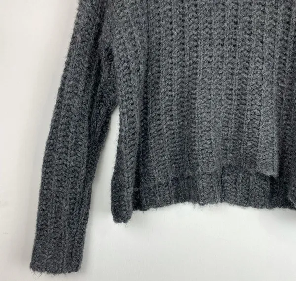 Aerie Grey Chunky Knit Mock Neck Wool Alpaca Sweater - Image 5