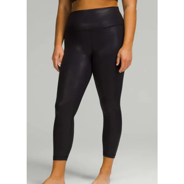 Lululemon Align High Rise Pants 25" Shine Radiate Foil Print Black Yoga Size 6 - Image 3