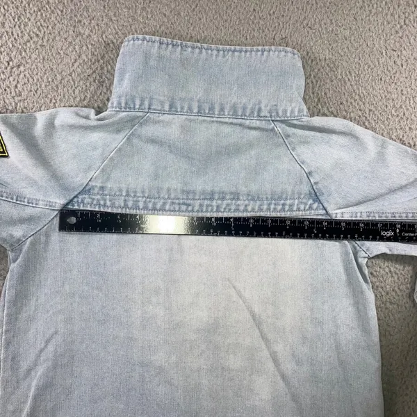 Oversized Denim Cargo Parka Jacket M Gorpcore Utility Field Coat Blue Light Wash Size M - Image 11