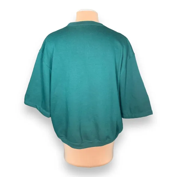 Vintage Basic Editions‎ Sweatshirt Green Fall Leaves Squirrel Drop Shoulder OOAK Size M - Image 6